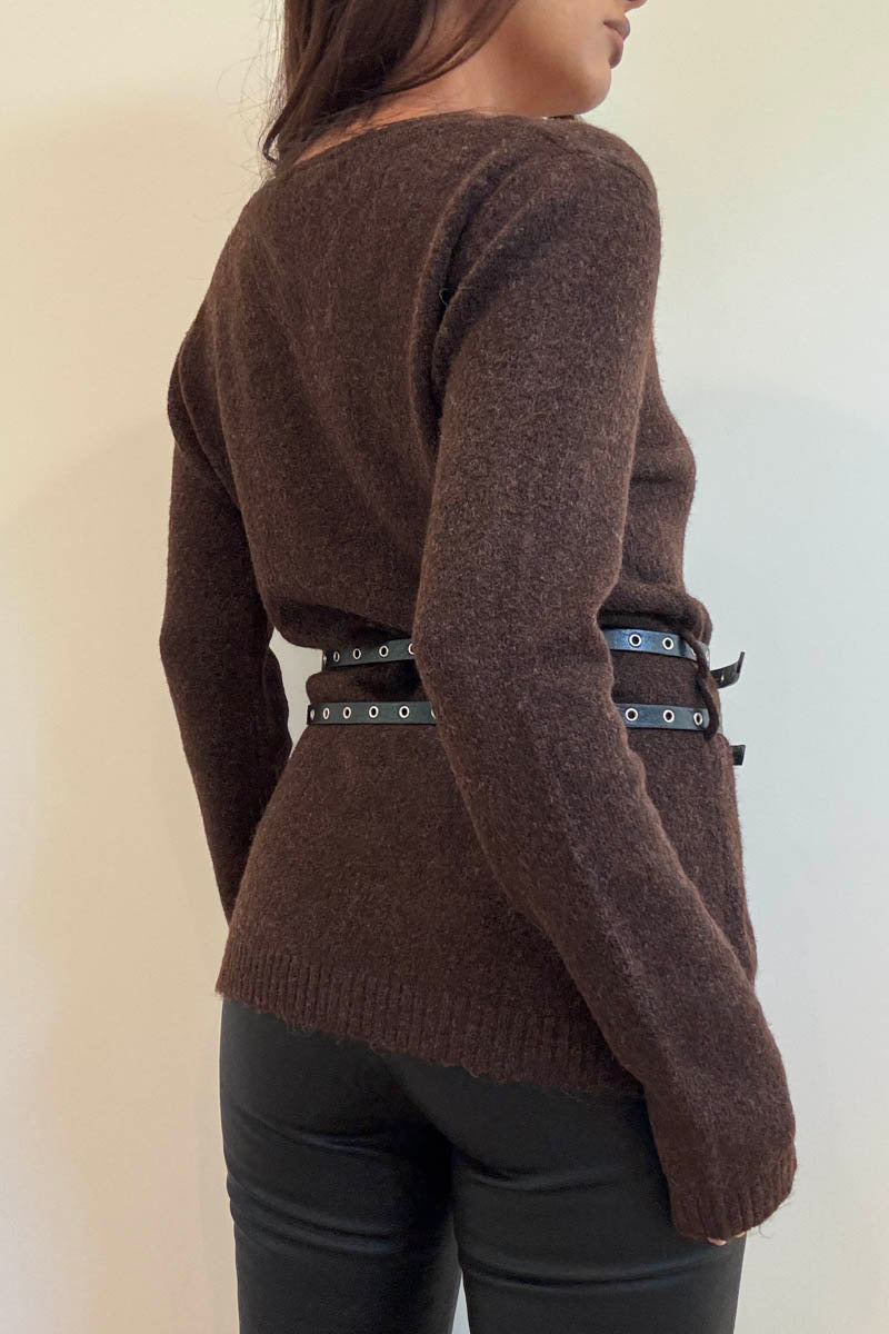 COOL GIRL BELTED SWEATER