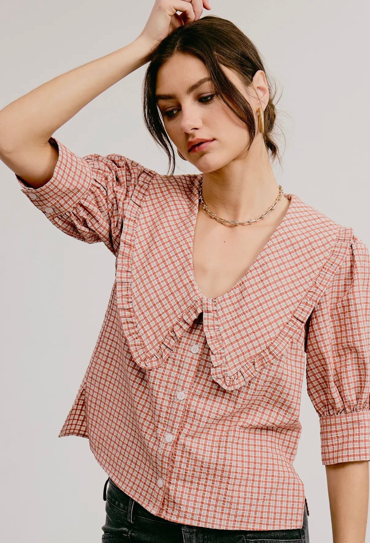LOWEN PLAID BLOUSE
