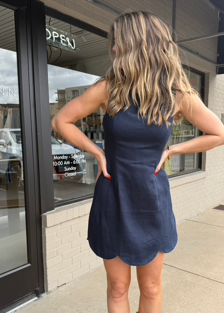 SUMMER BLUES LINEN DRESS