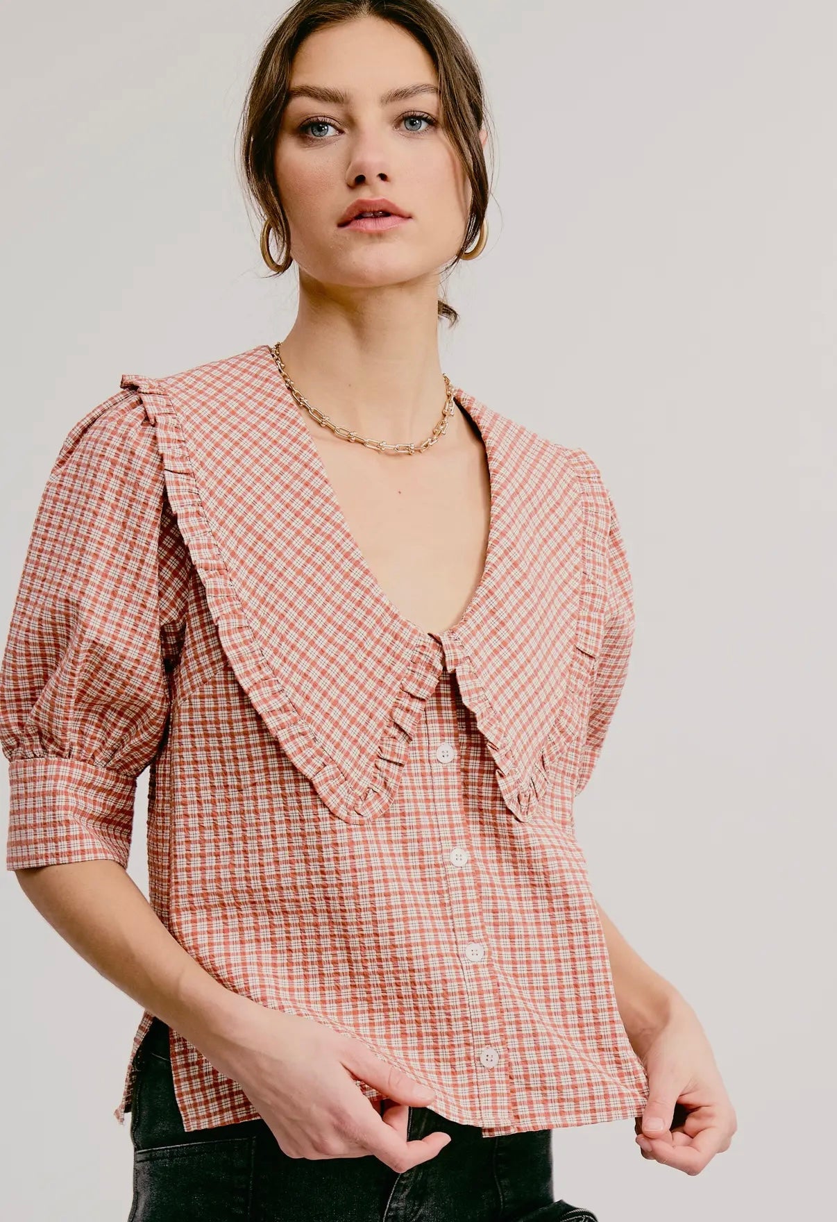LOWEN PLAID BLOUSE