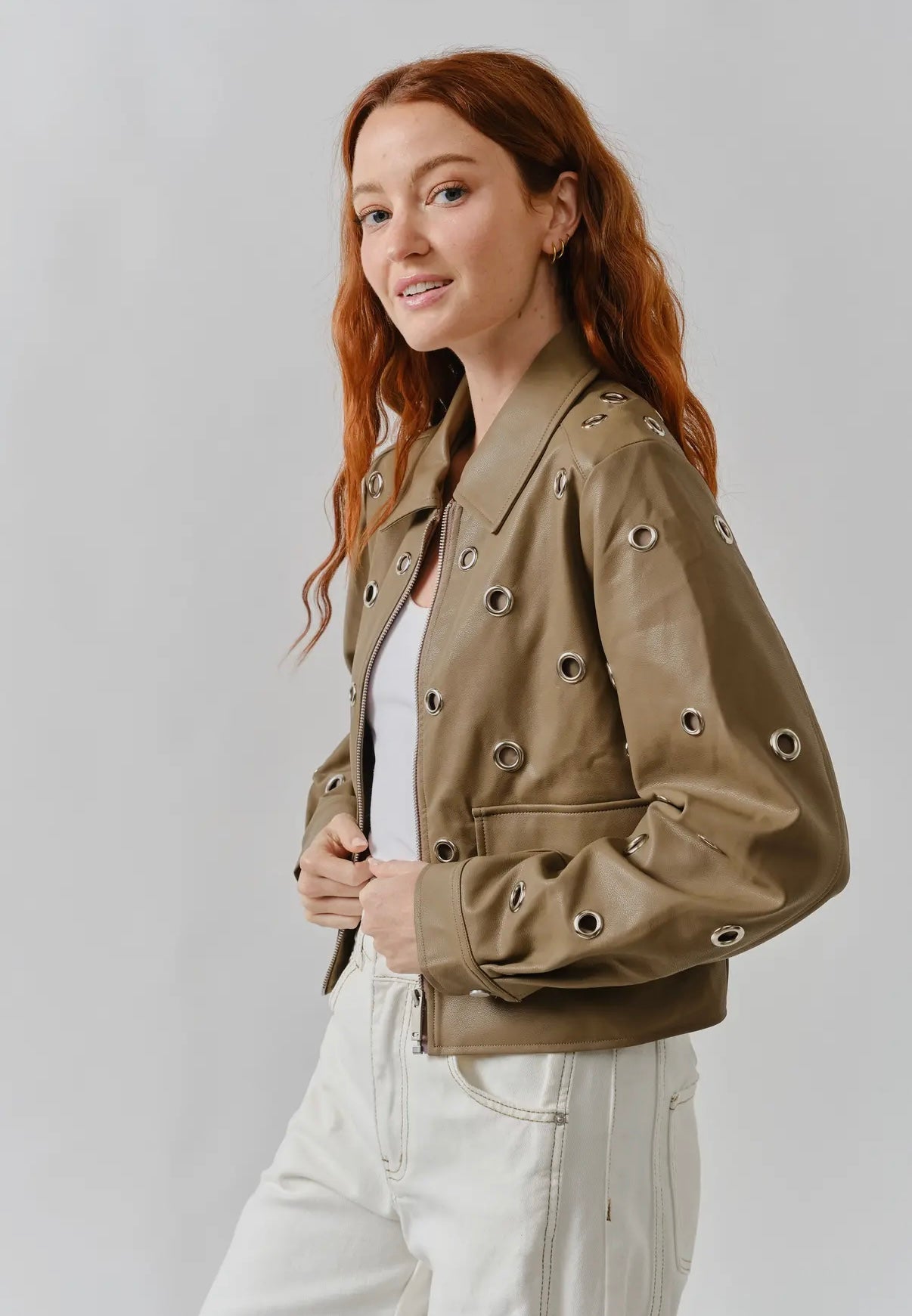 GROMMET LEATHER JACKET