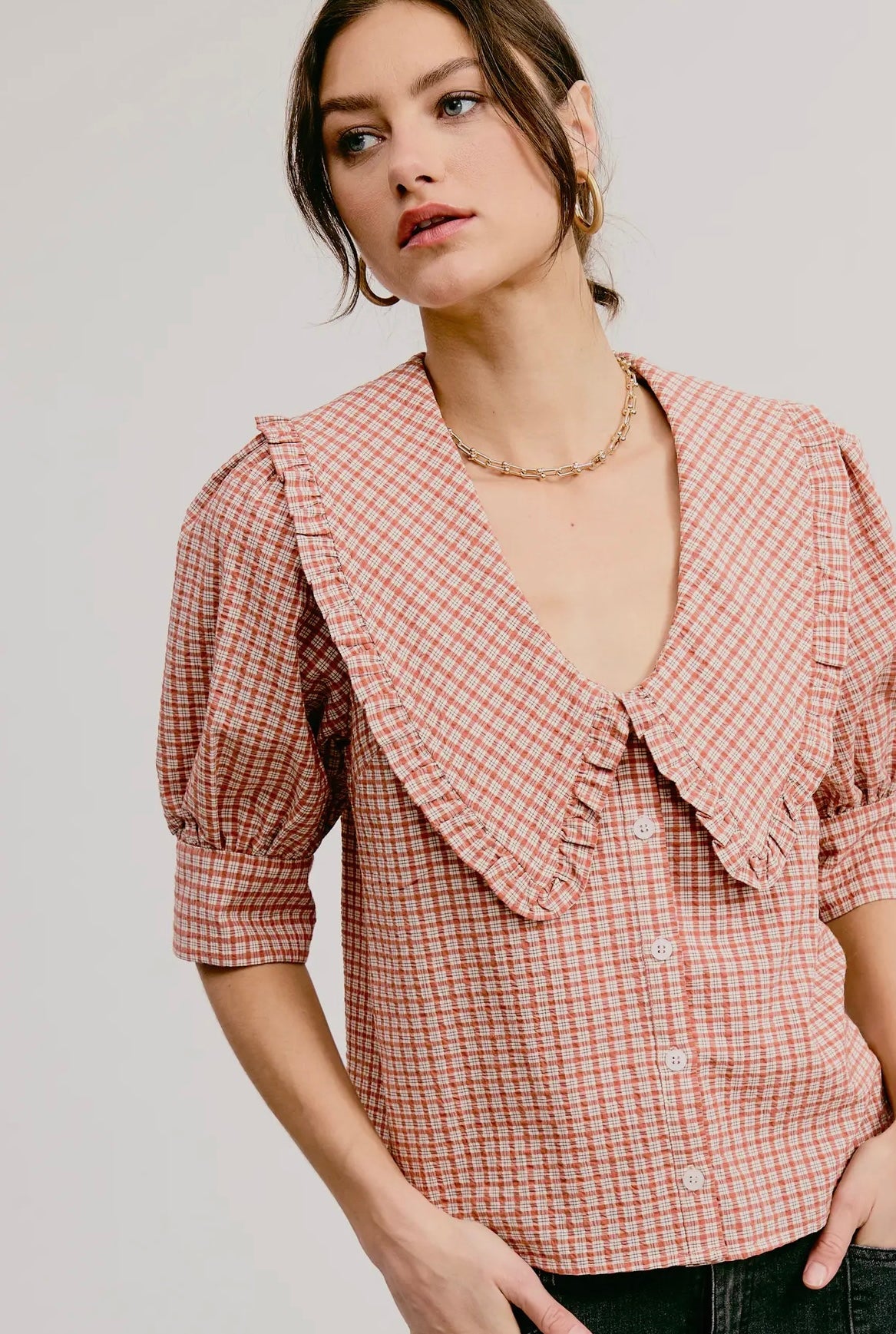 LOWEN PLAID BLOUSE