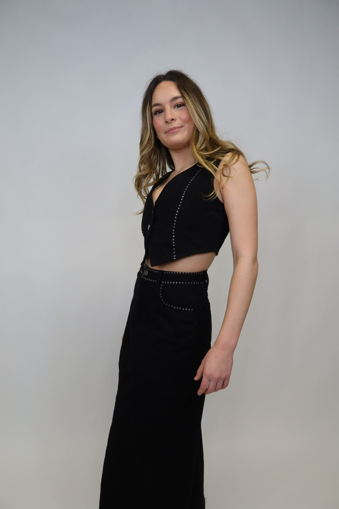 THE STUDDED MAXI SKIRT
