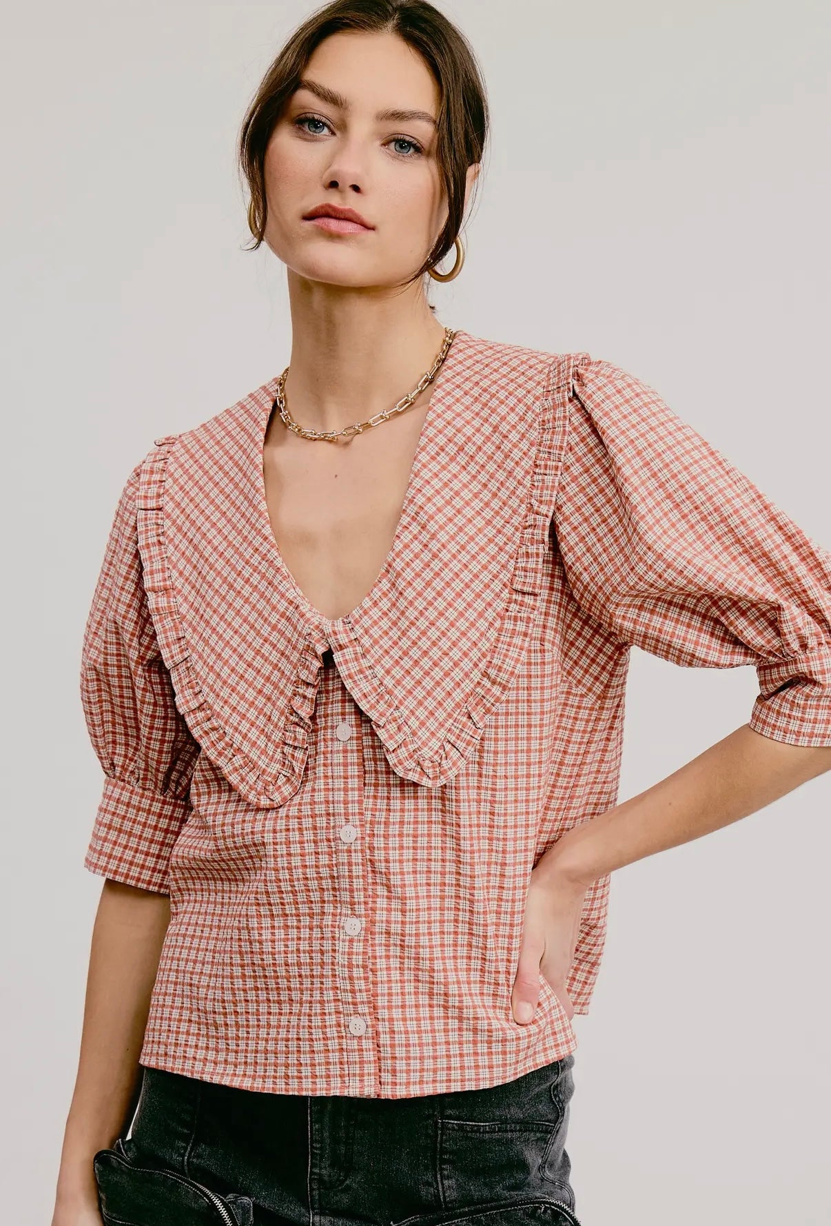 LOWEN PLAID BLOUSE