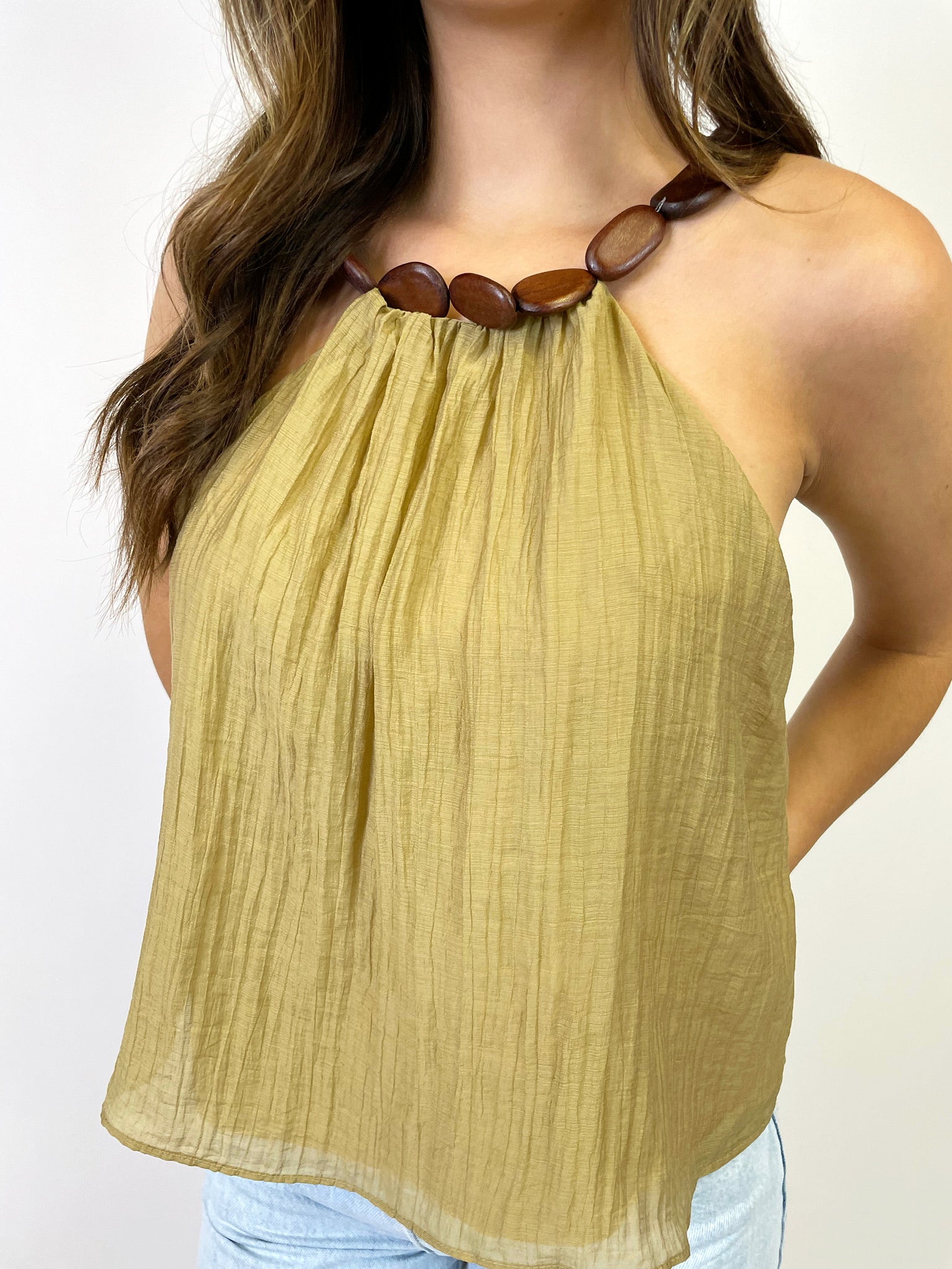 THE BEADED HALTER TOP