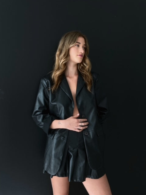 SOMETHING GOOD LEATHER BLAZER