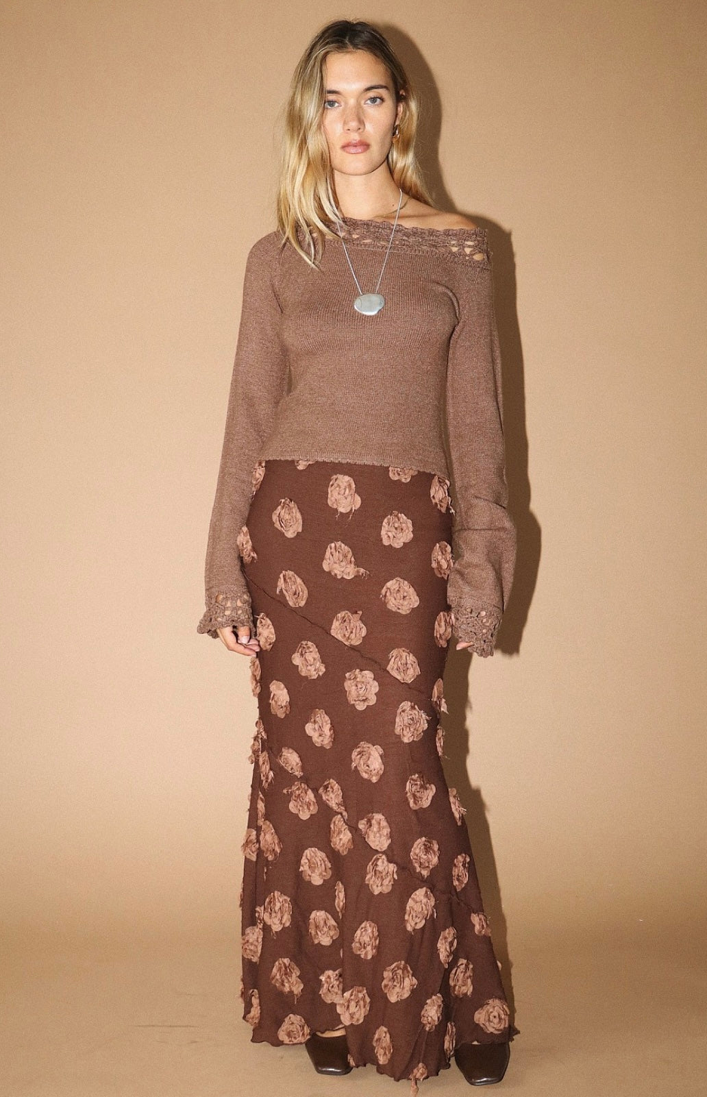 ROSETTE MAXI SKIRT