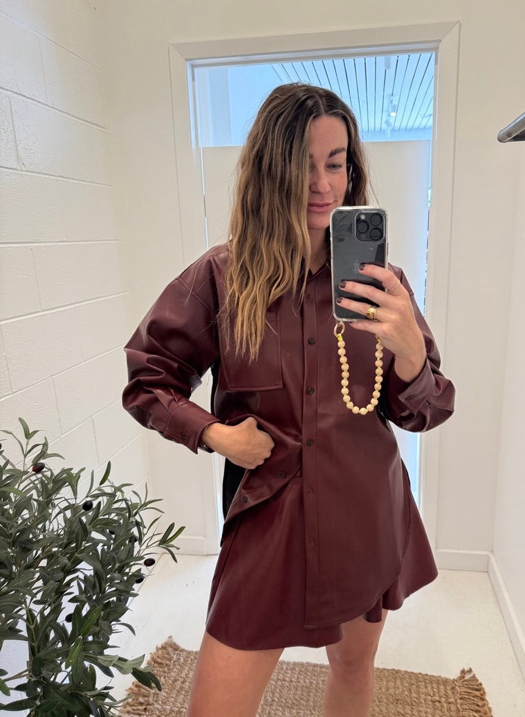 LEATHER BUTTON UP TOP