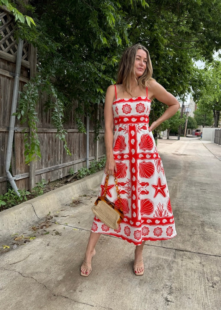 SEA PRINT MIDI DRESS