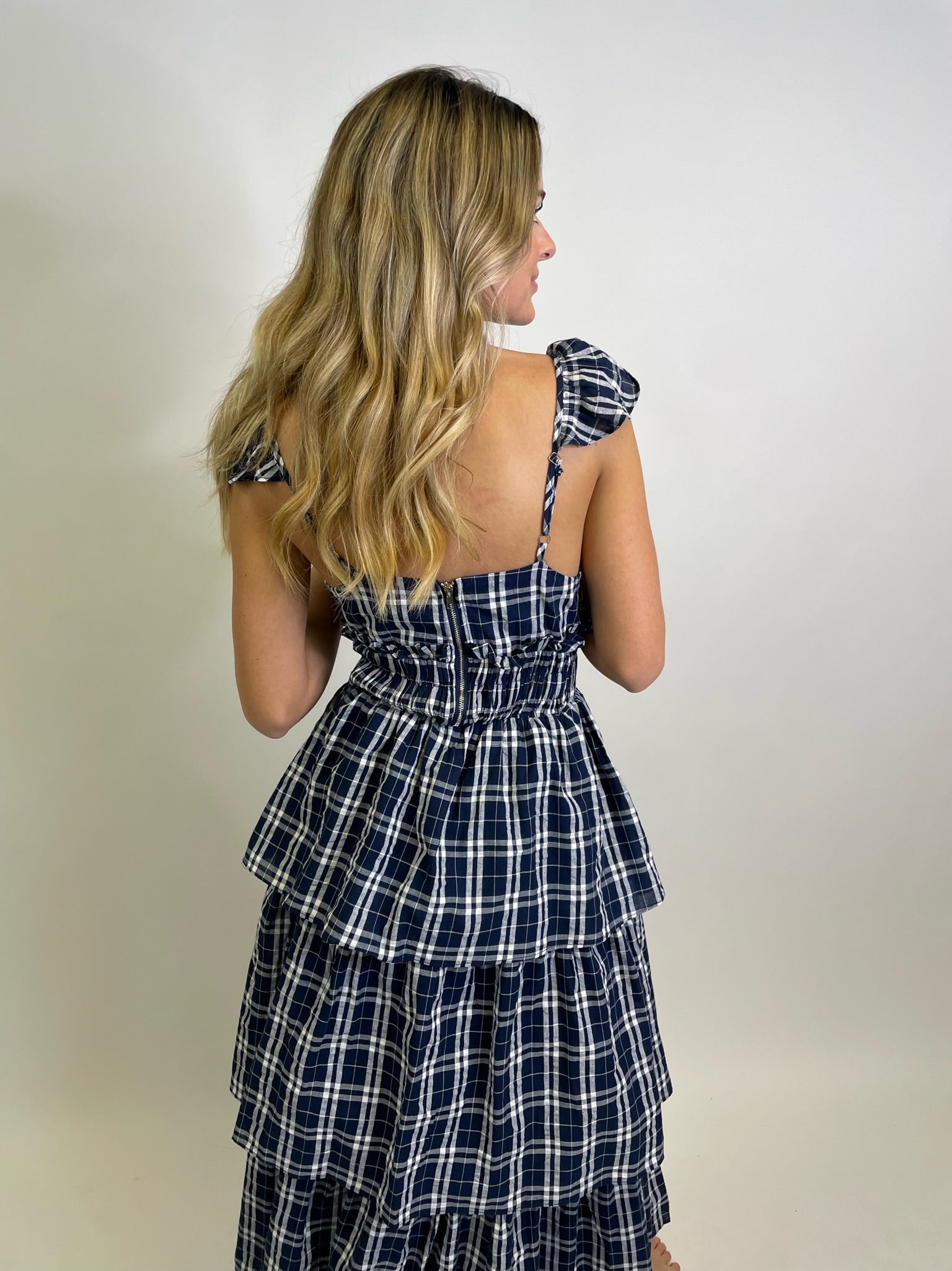 THE KINSLEY PLAID MIDI DRESS