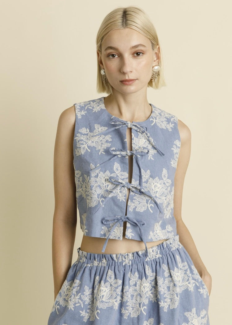 FLORAL DENIM TOP