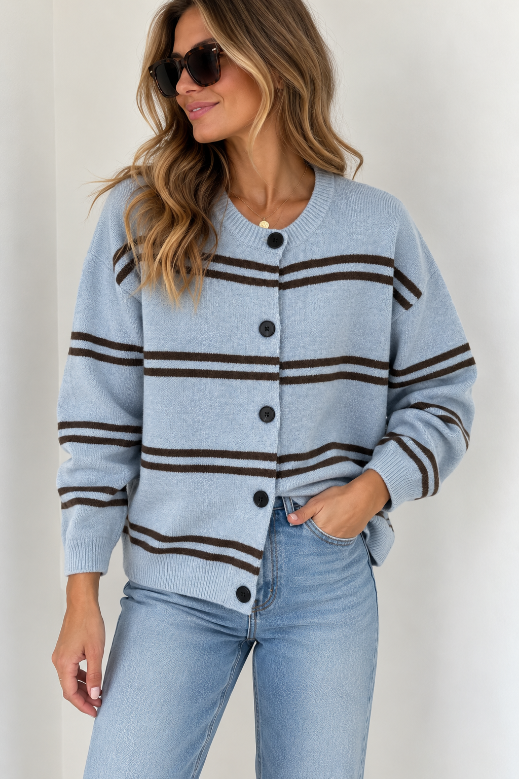 SKY STRIPED CARDIGAN