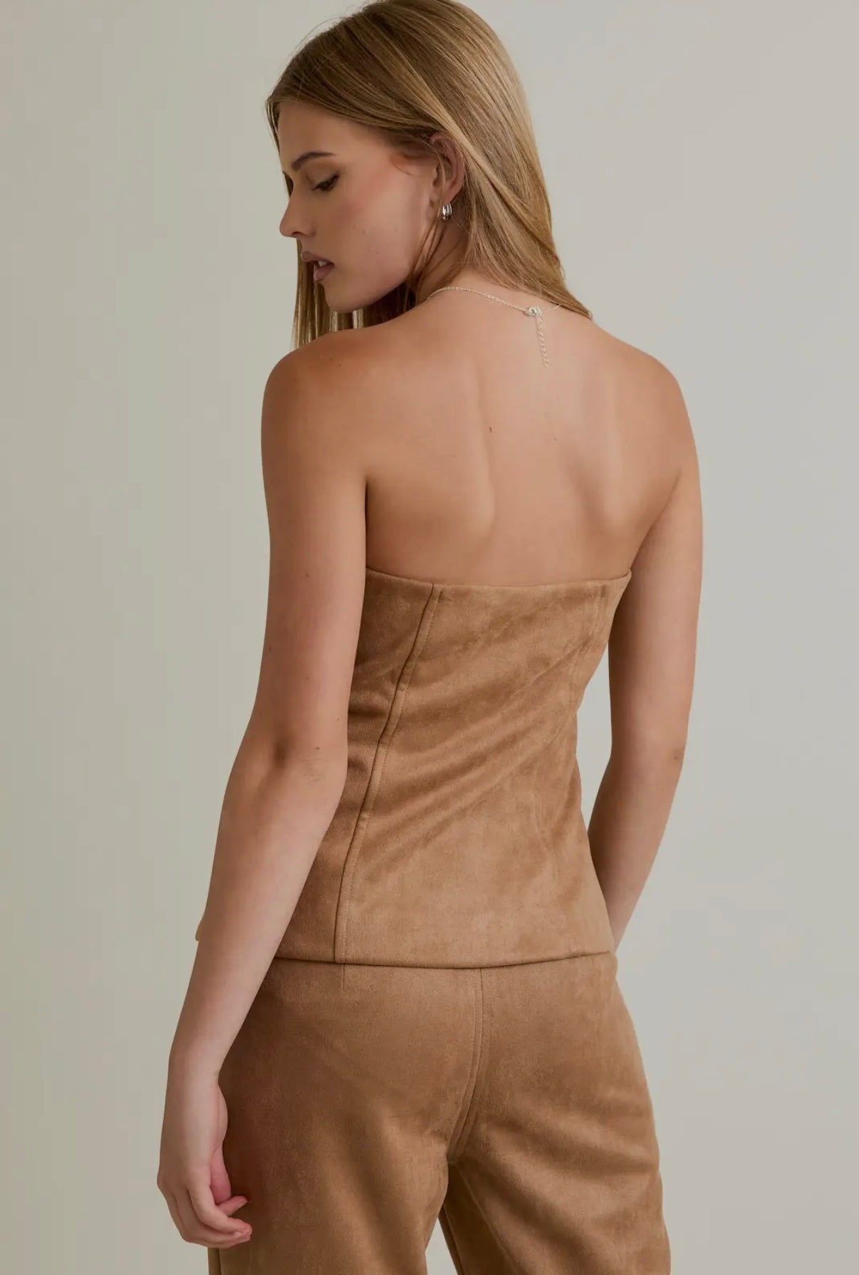 STRAPLESS SUEDE TOP