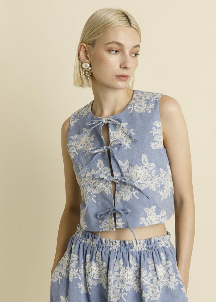 FLORAL DENIM TOP