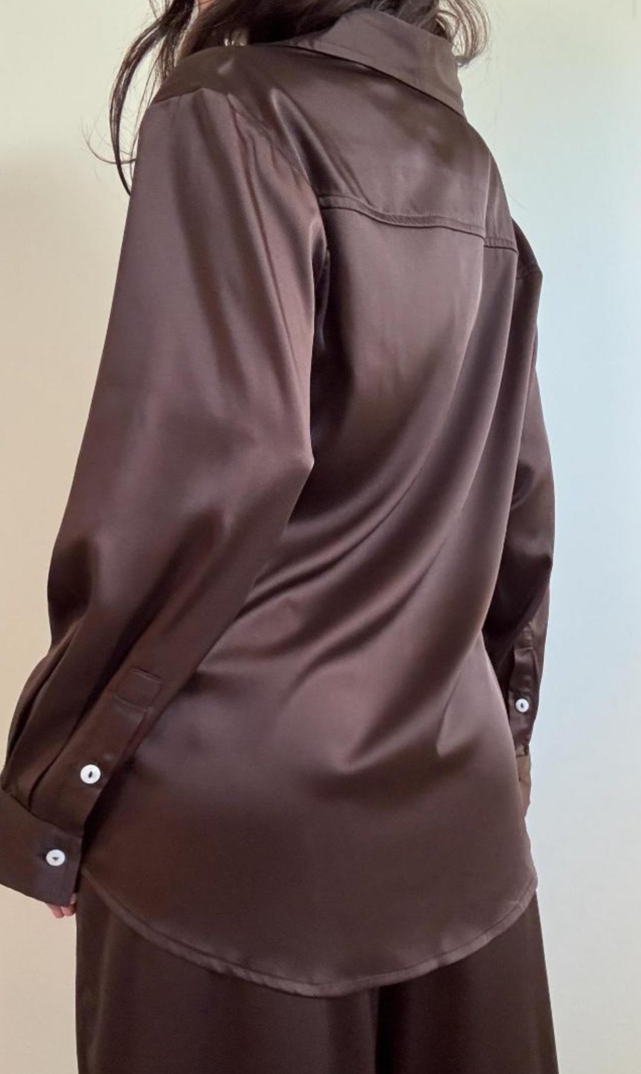 MOCHA SATIN SHIRT