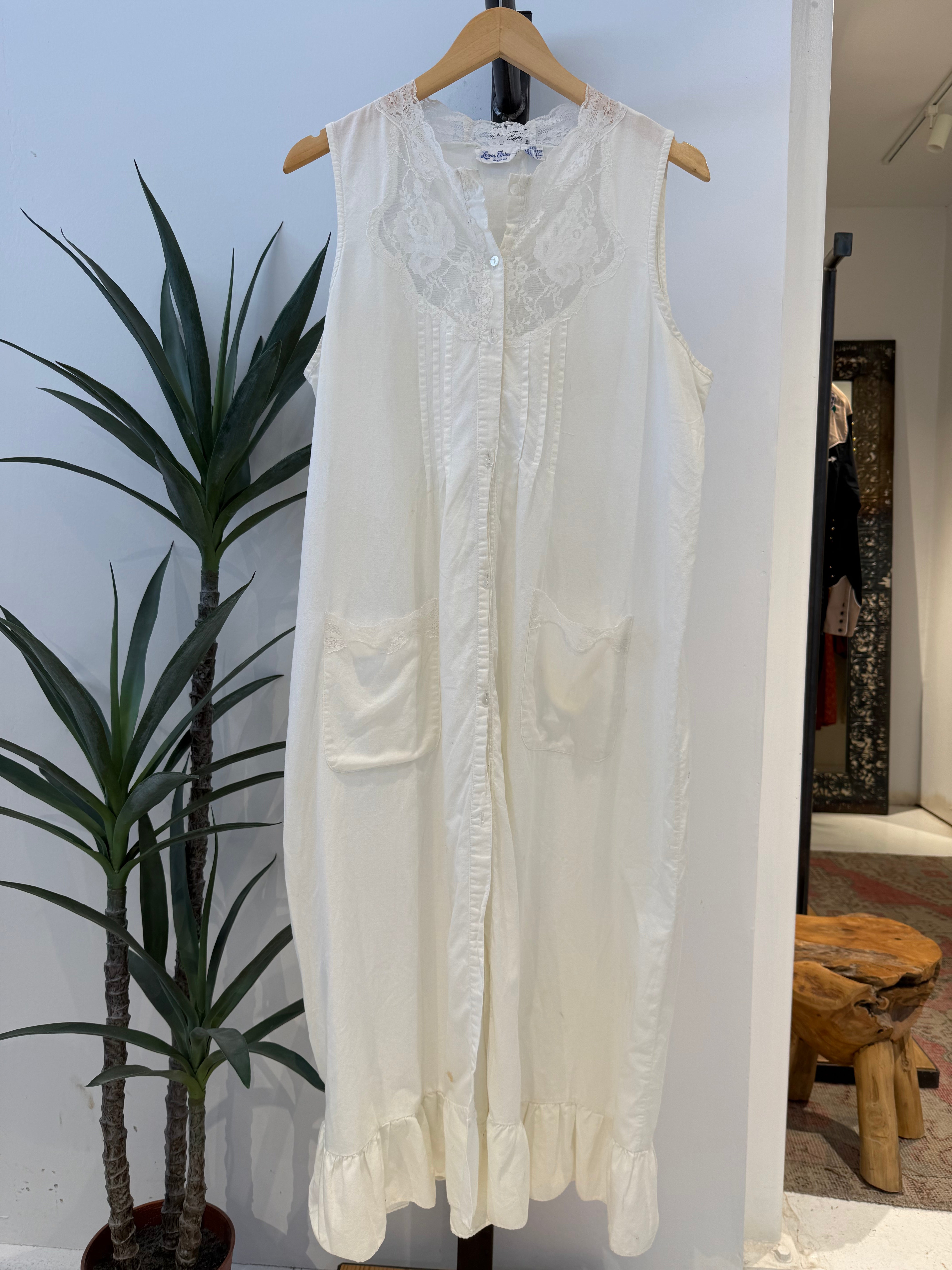 Vintage - white linen midi dress - Esther Penn 