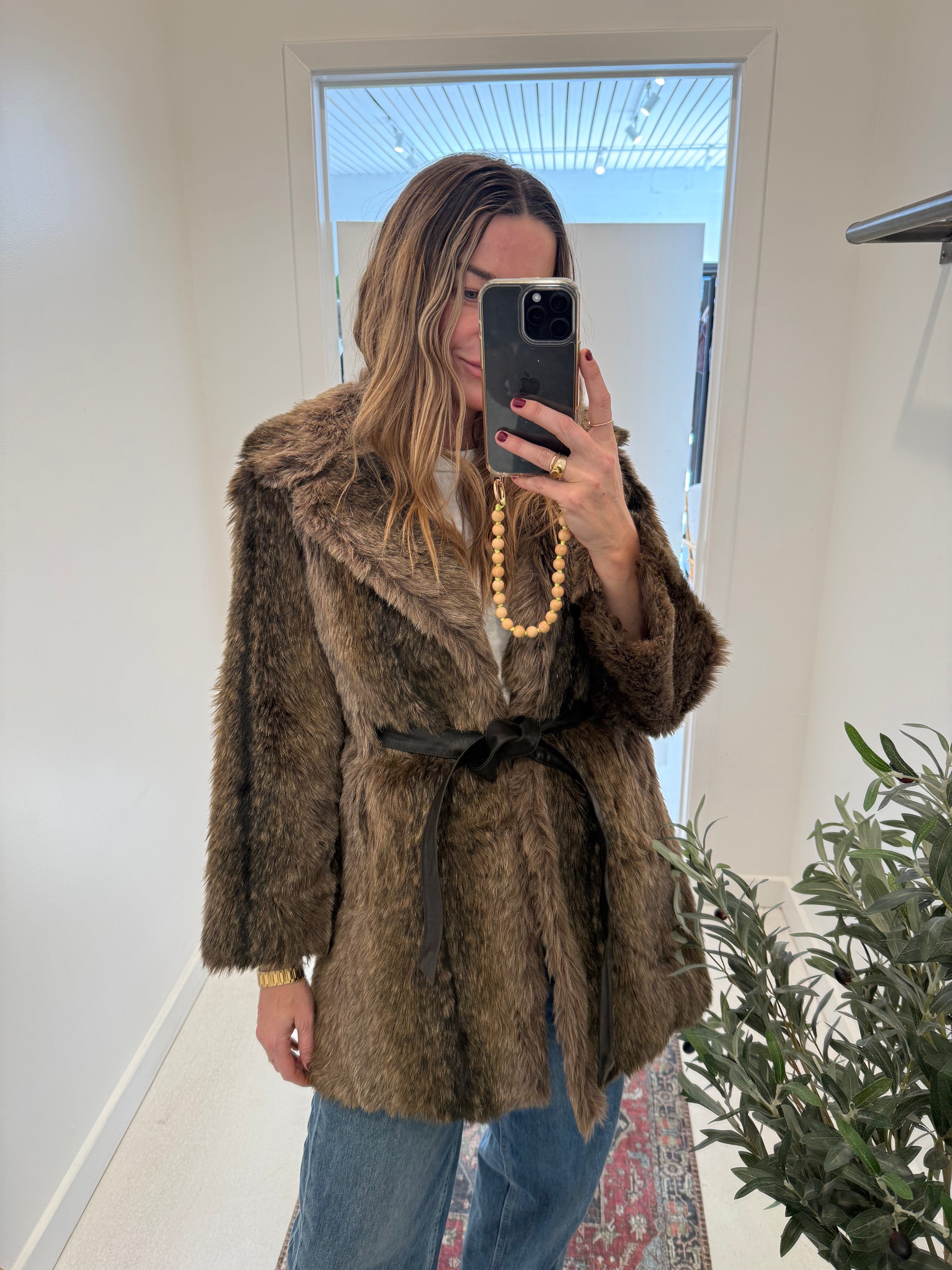 VINTAGE FUR JACKET WITH TIE