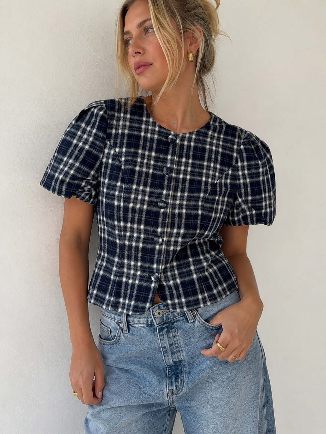 CLAUDIA PLAID BLOUSE